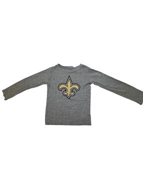 NFL New Orleans Saints Youth Medium 5/6 Gray Long Sleeve Shirt Logo Football